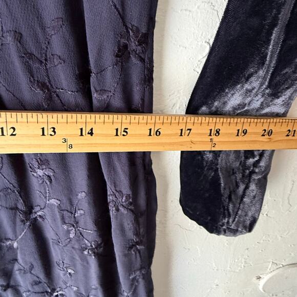 Johnny Was Oversized Small Vintage 90s Blue Whimsigoth Velvet Maxi Floral Dress - Picture 10 of 10